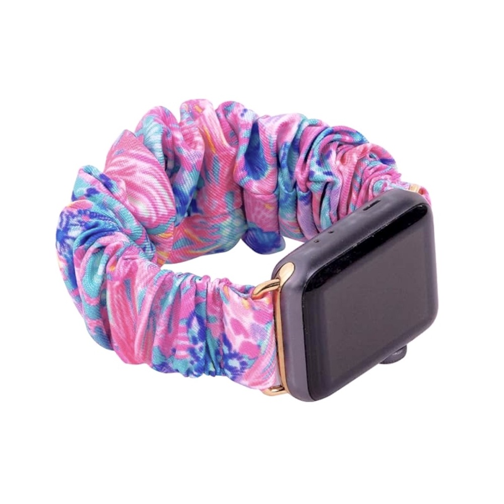 LILLY PULITZER Scrunchie Apple Watch Band Pink Blue Splendor in the Sand NIB
